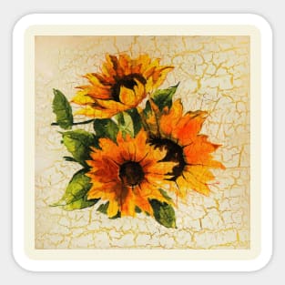 Vintage Sunflowers Painting Sticker